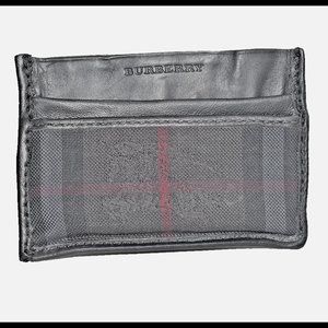 BURBERRY Pass Holder Card Case Horseferry Check Calfskin Sandon Charcoal Black